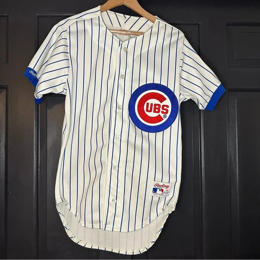 Vintage Rawlings Chicago Cubs Pinstripe  Jersey MLB Baseball Adult SZ 36 (j5)